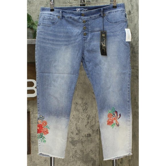 DG2 by Diane Gilman Jeans Nwt Embroidered Pull On Jeans Plus X Petite